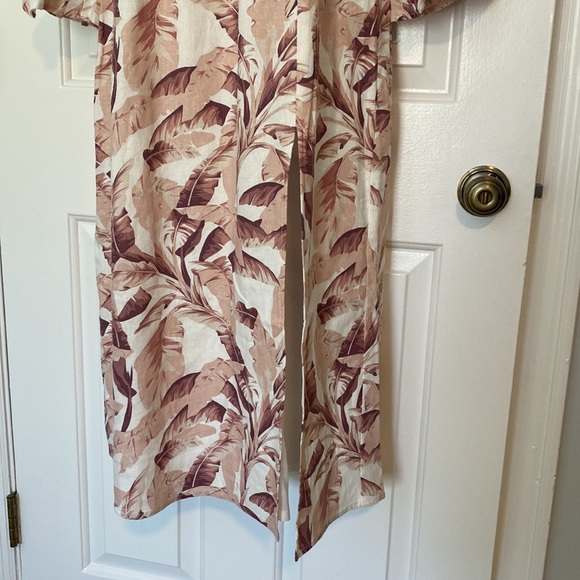 NWOT House of Harlow 1960 Palm Leaf Smock Linen Blend Midi Dress White P… - Picture 5 of 12